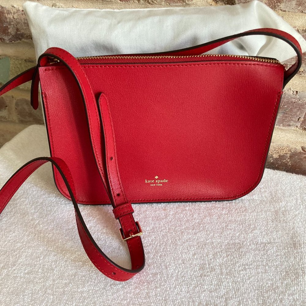 Kate Spade Holiday Lane Val Leather Crossbody Bag, Royal Red